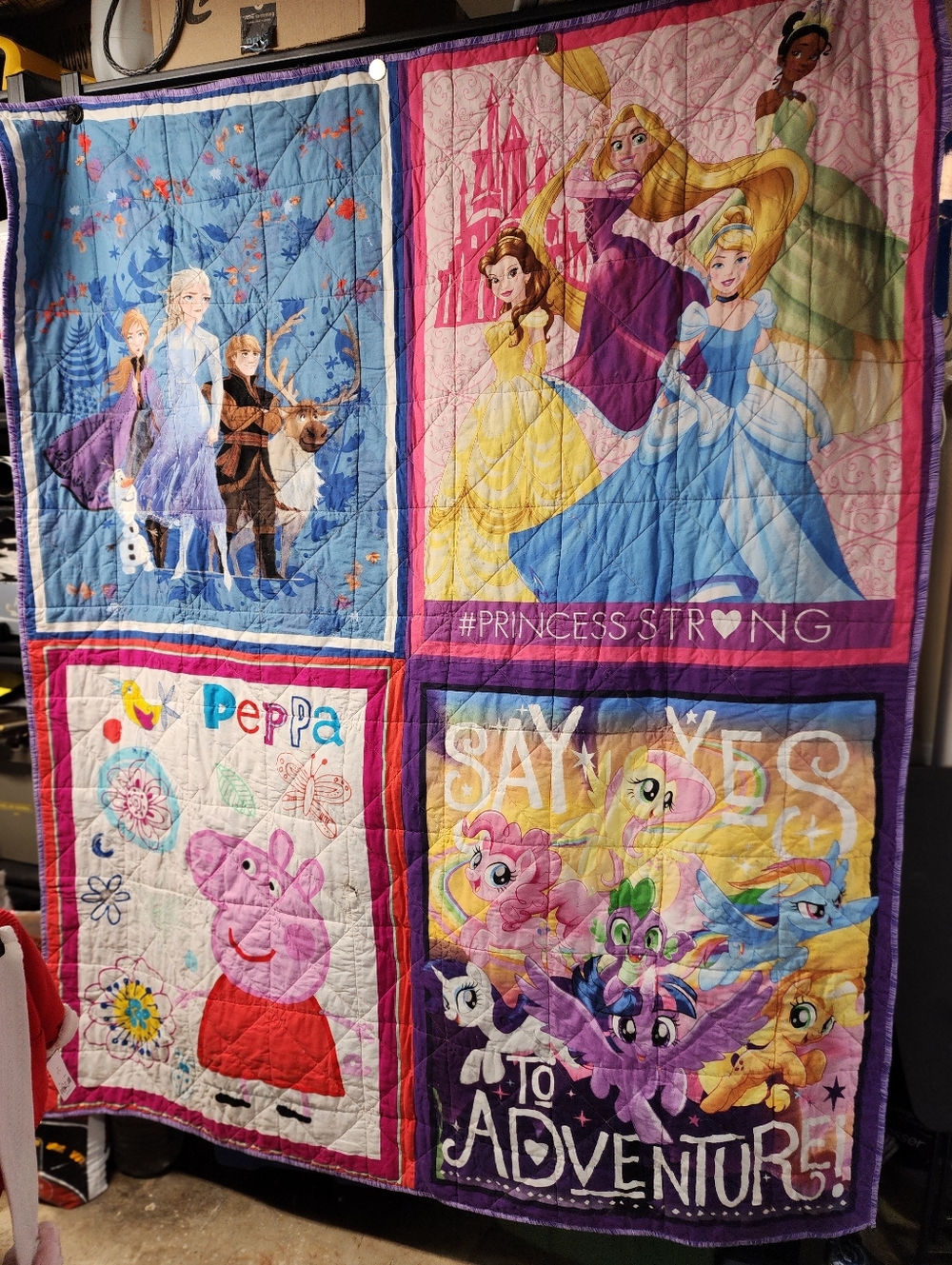 Handmade patchwork kids blanket disney my Lil pony Cinderella Rapunzel